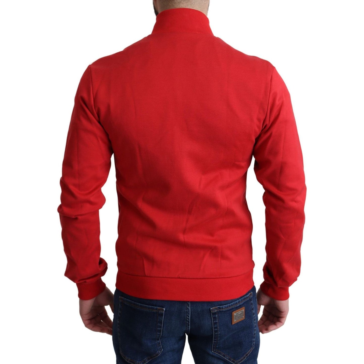 Dolce & Gabbana Chic Red Turtle Neck Zip Cardigan Sweater Dolce & Gabbana Firebrick