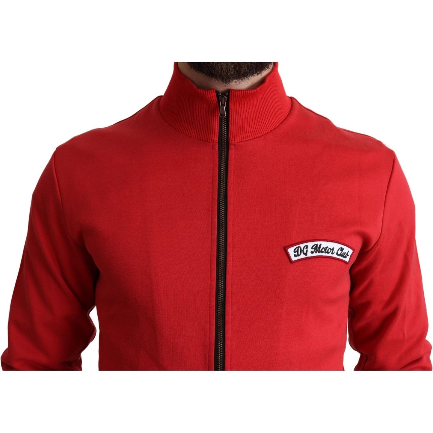 Dolce & Gabbana Chic Red Turtle Neck Zip Cardigan Sweater Dolce & Gabbana Firebrick
