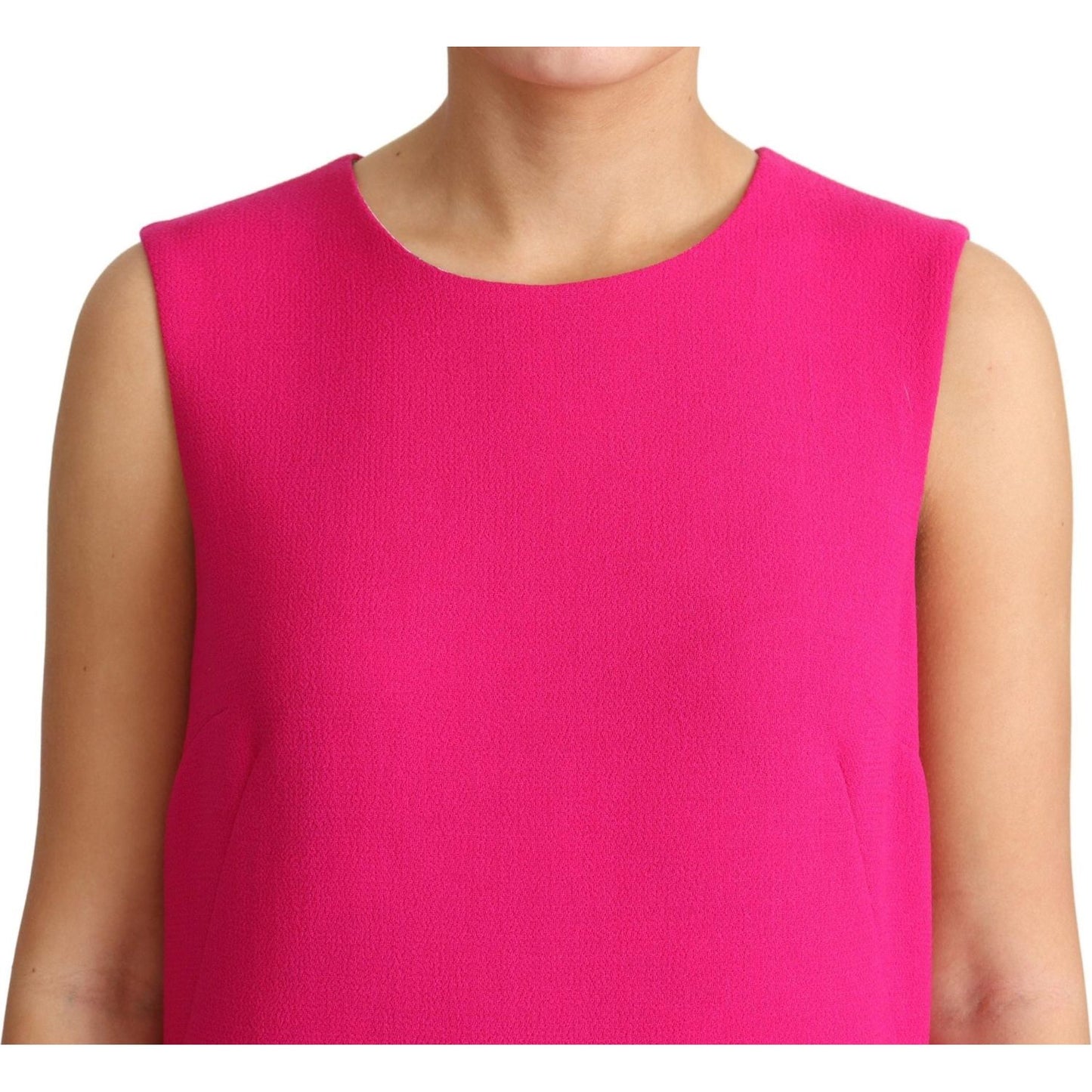 Dolce & Gabbana Elegant Fuchsia Sequined Wool Blend Shift Dress Dolce & Gabbana Violet Red
