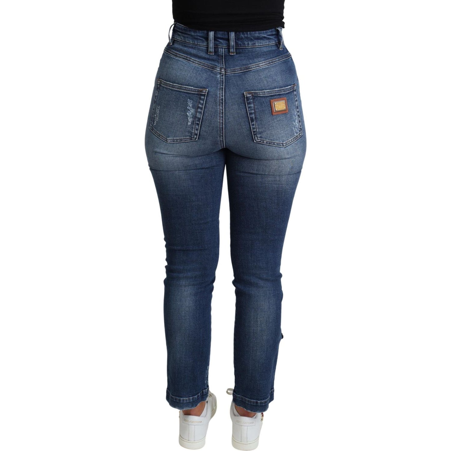 Dolce & Gabbana Embellished High Waist Skinny Denim Jeans Dolce & Gabbana Dark Slate Gray