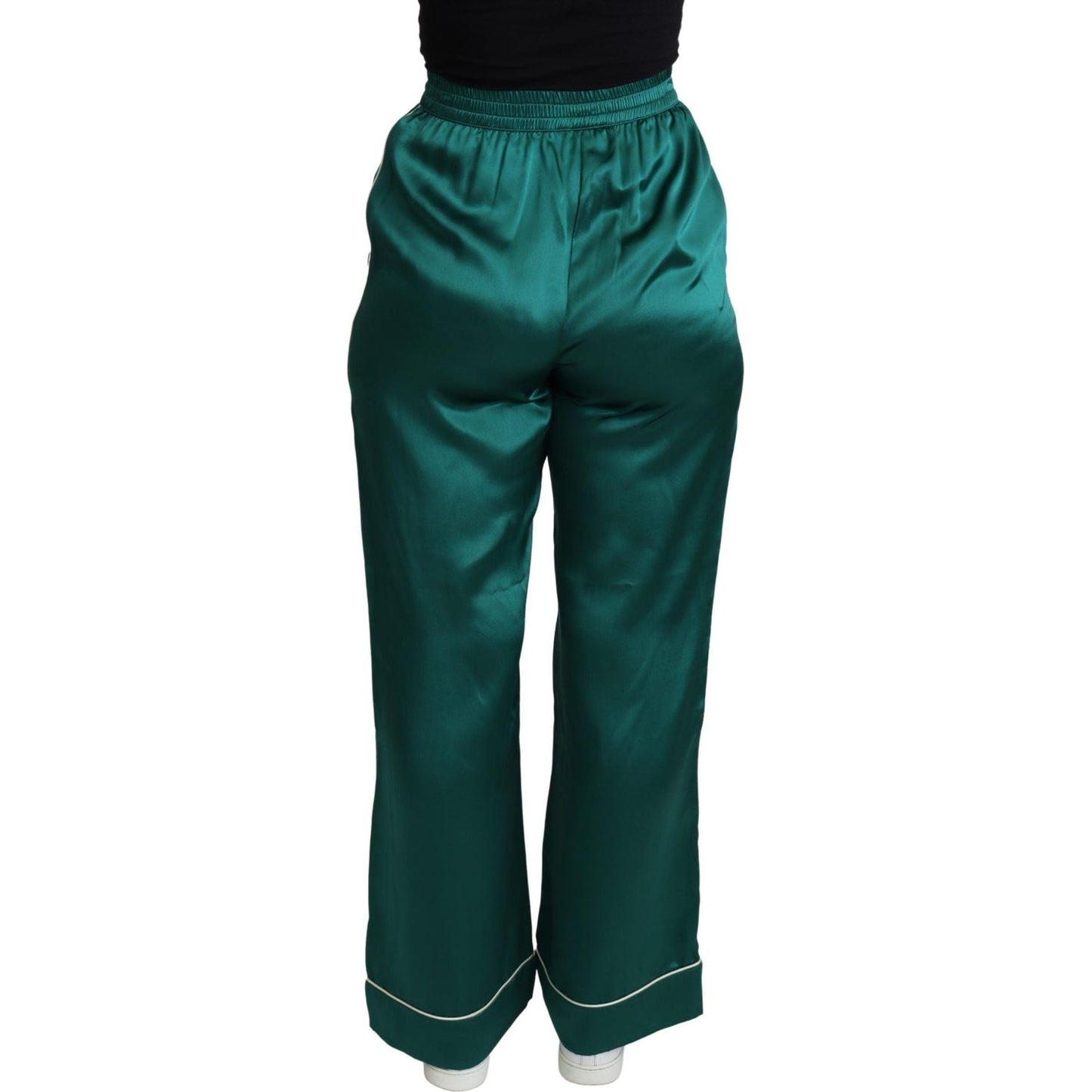 Dolce & Gabbana Exquisite Silk Pajama Trousers in Lush Green Dolce & Gabbana Dark Slate Gray