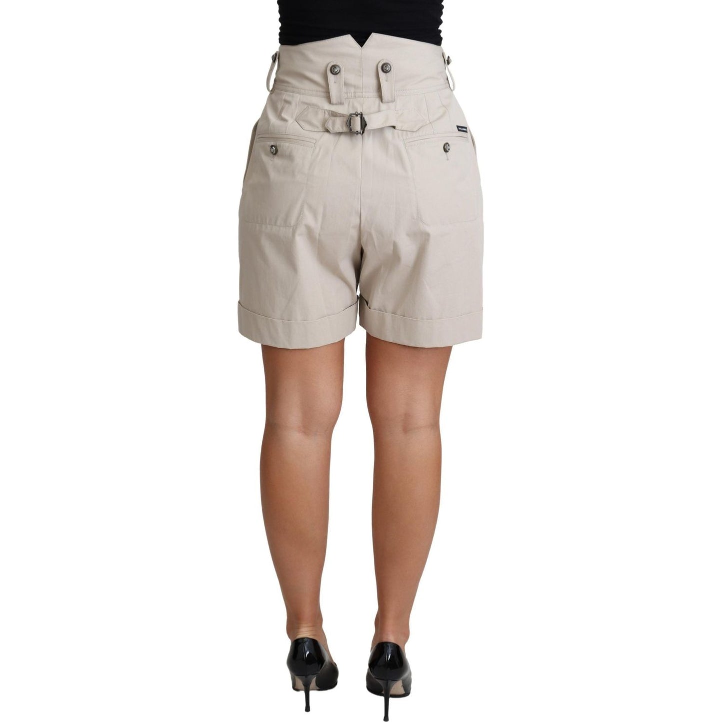 Dolce & Gabbana Chic Beige High Waist Pleated Shorts Dolce & Gabbana Rosy Brown