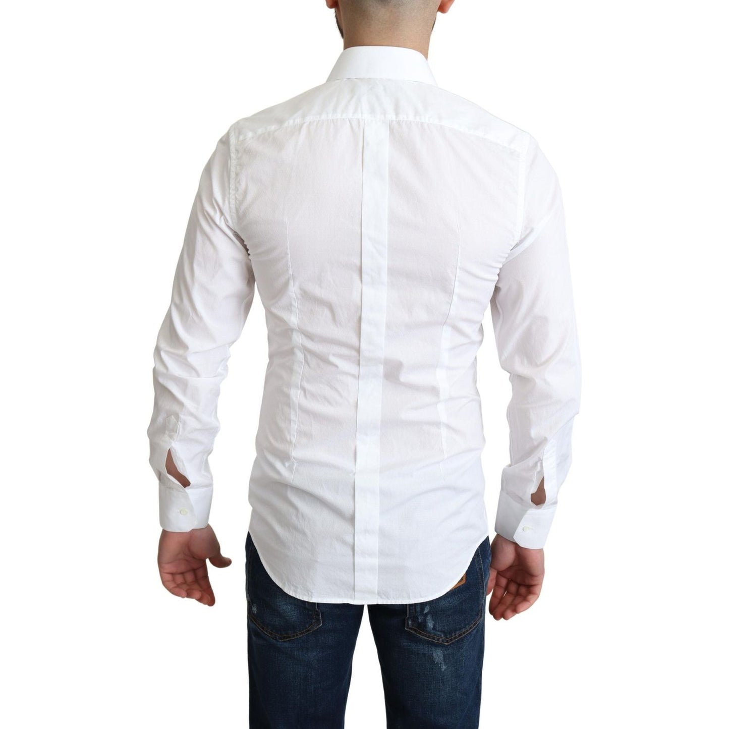 Dolce & Gabbana Elegant White Cotton Dress Shirt Dolce & Gabbana Light Gray