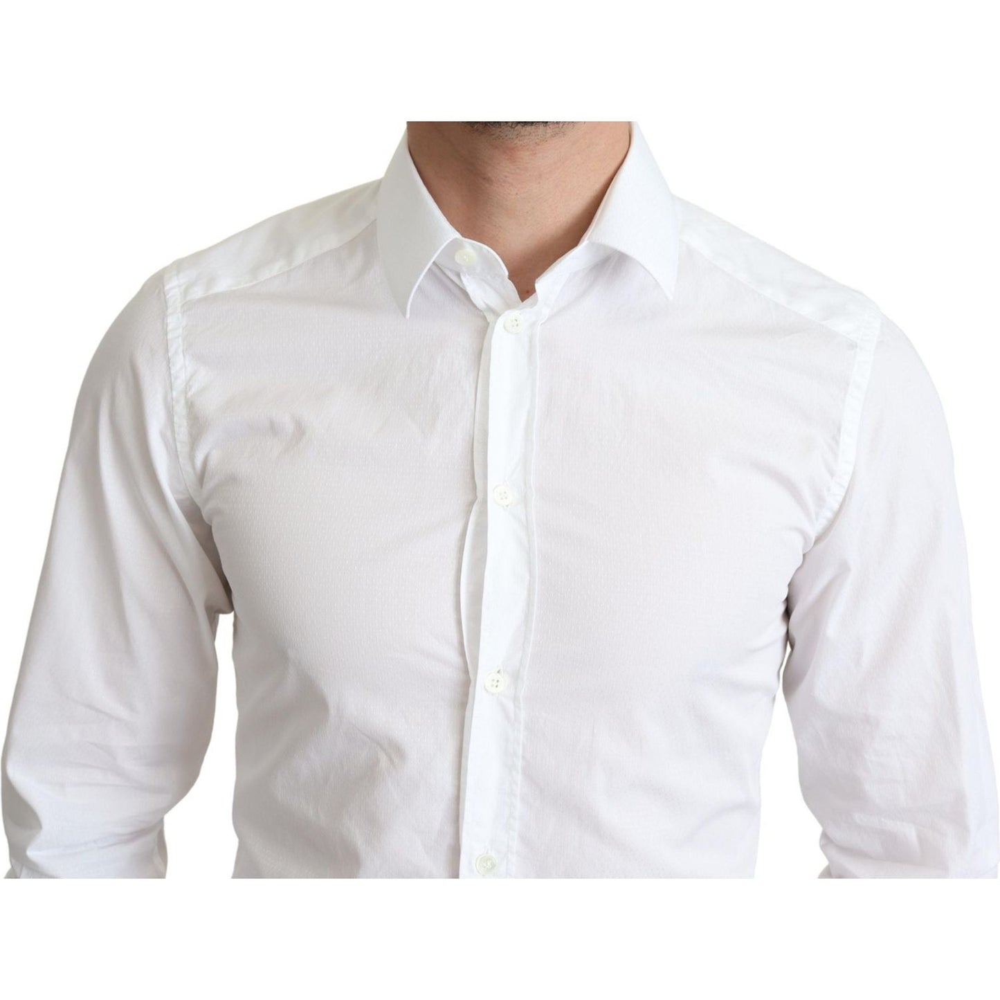 Dolce & Gabbana Elegant White Cotton Dress Shirt Dolce & Gabbana Light Gray