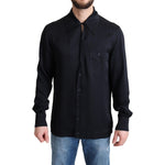 Dolce & Gabbana Black Jacquard Silk Casual Button Down Shirt TSH6176 -37