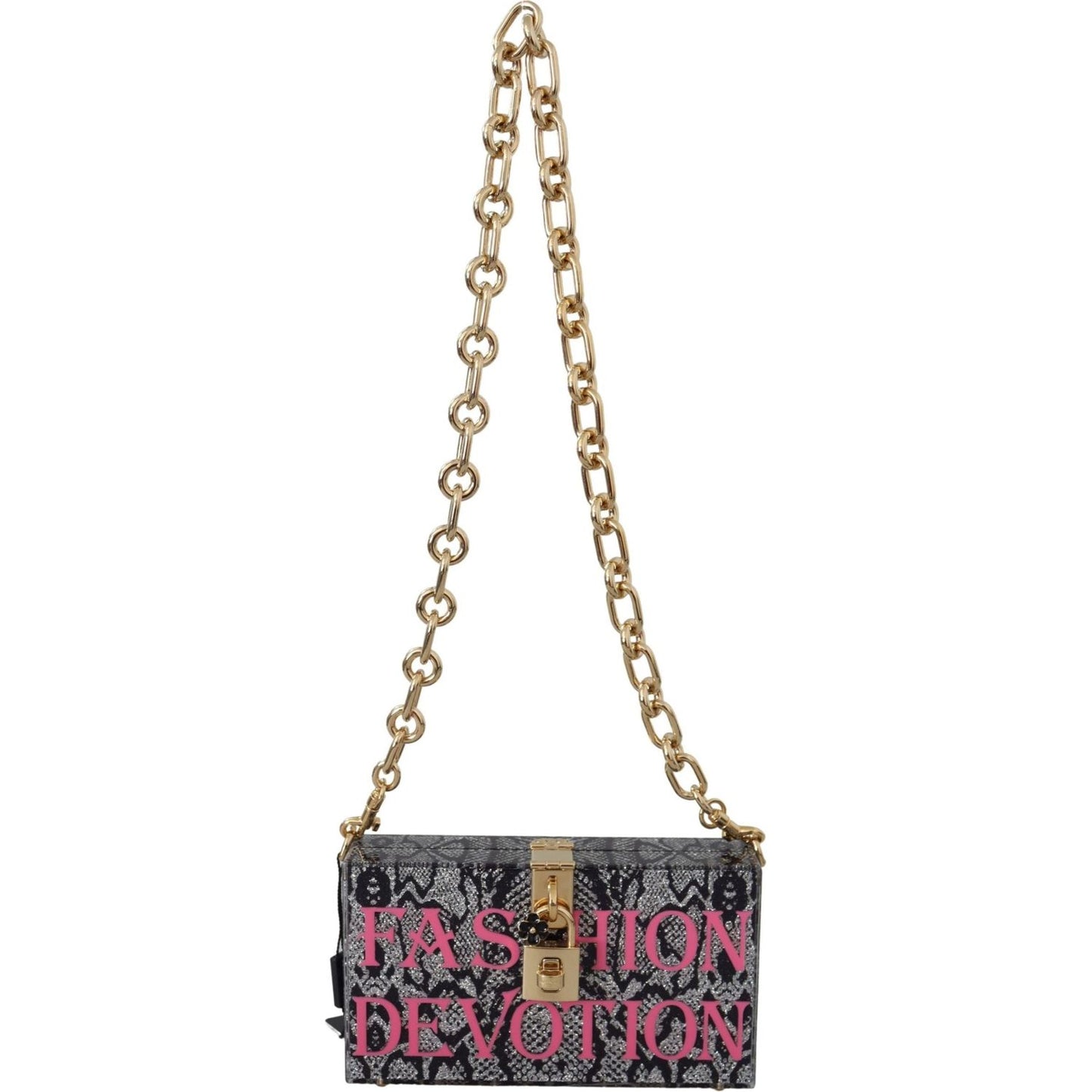 Dolce & Gabbana Gray Resin Dolce Box Clutch with Gold Details WOMAN SHOULDER BAGS Dolce & Gabbana Dim Gray
