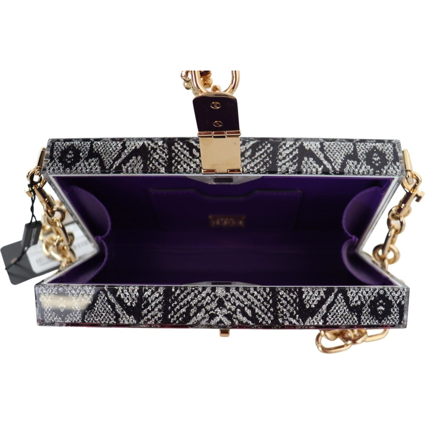 Dolce & Gabbana Gray Resin Dolce Box Clutch with Gold Details WOMAN SHOULDER BAGS Dolce & Gabbana Gray
