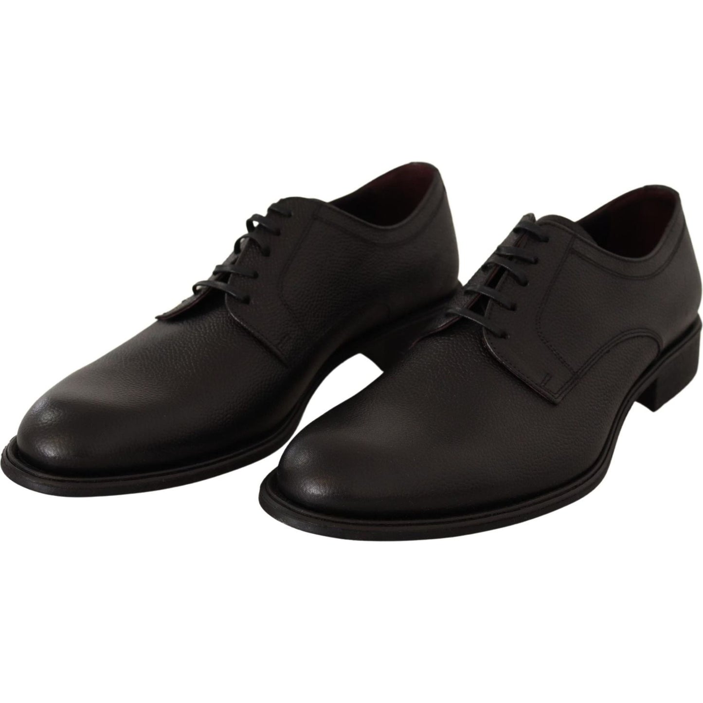 Dolce & Gabbana Elegant Black Leather Derby Dress Shoes Dolce & Gabbana Black