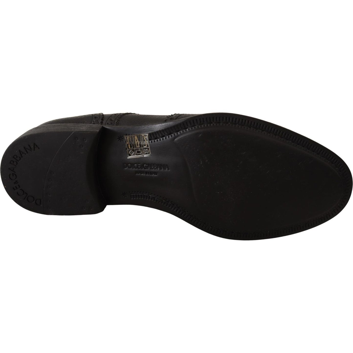 Dolce & Gabbana Elegant Black Leather Derby Wingtip Shoes Dolce & Gabbana Black
