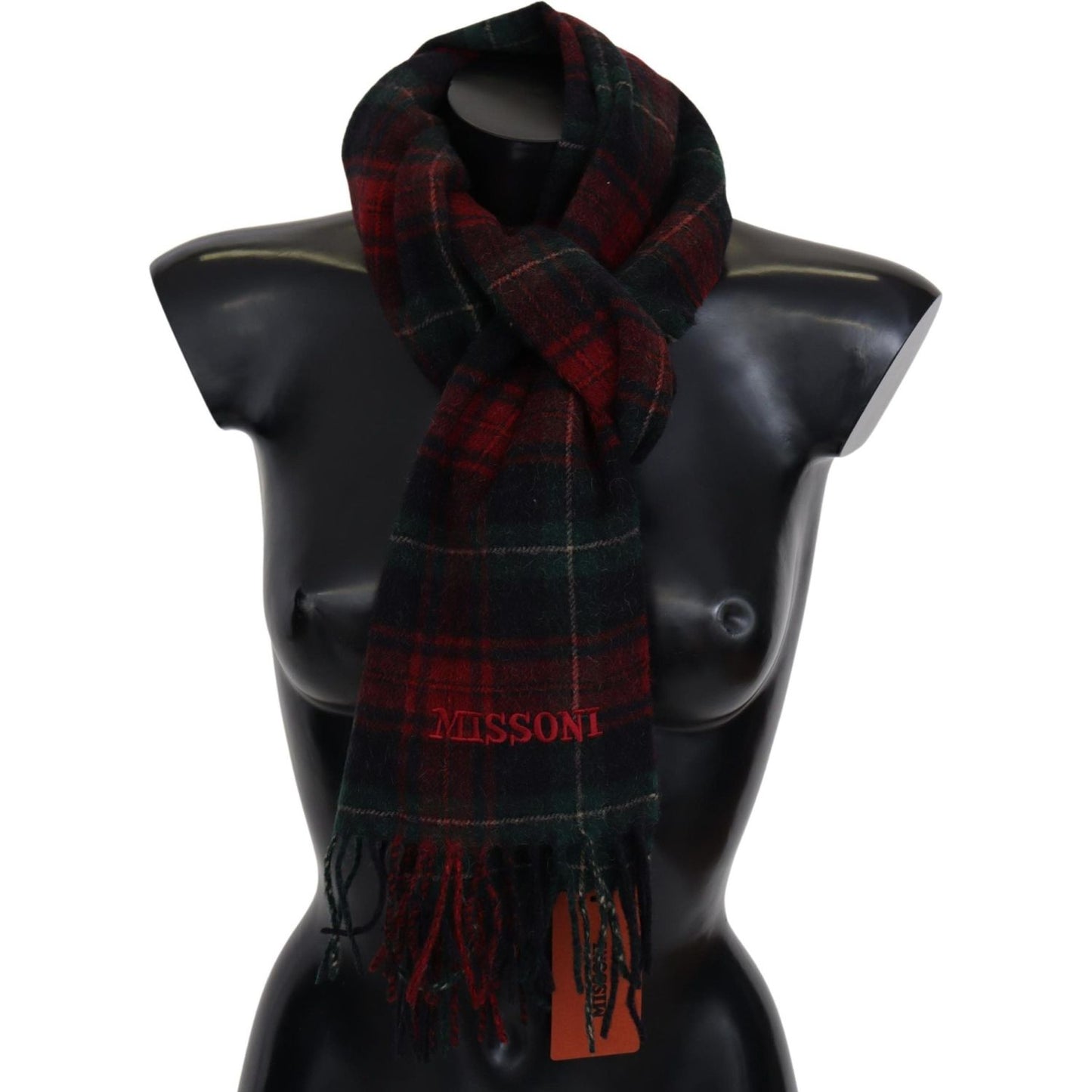Missoni Elegant Check Wool Scarf with Logo Embroidery Missoni Black