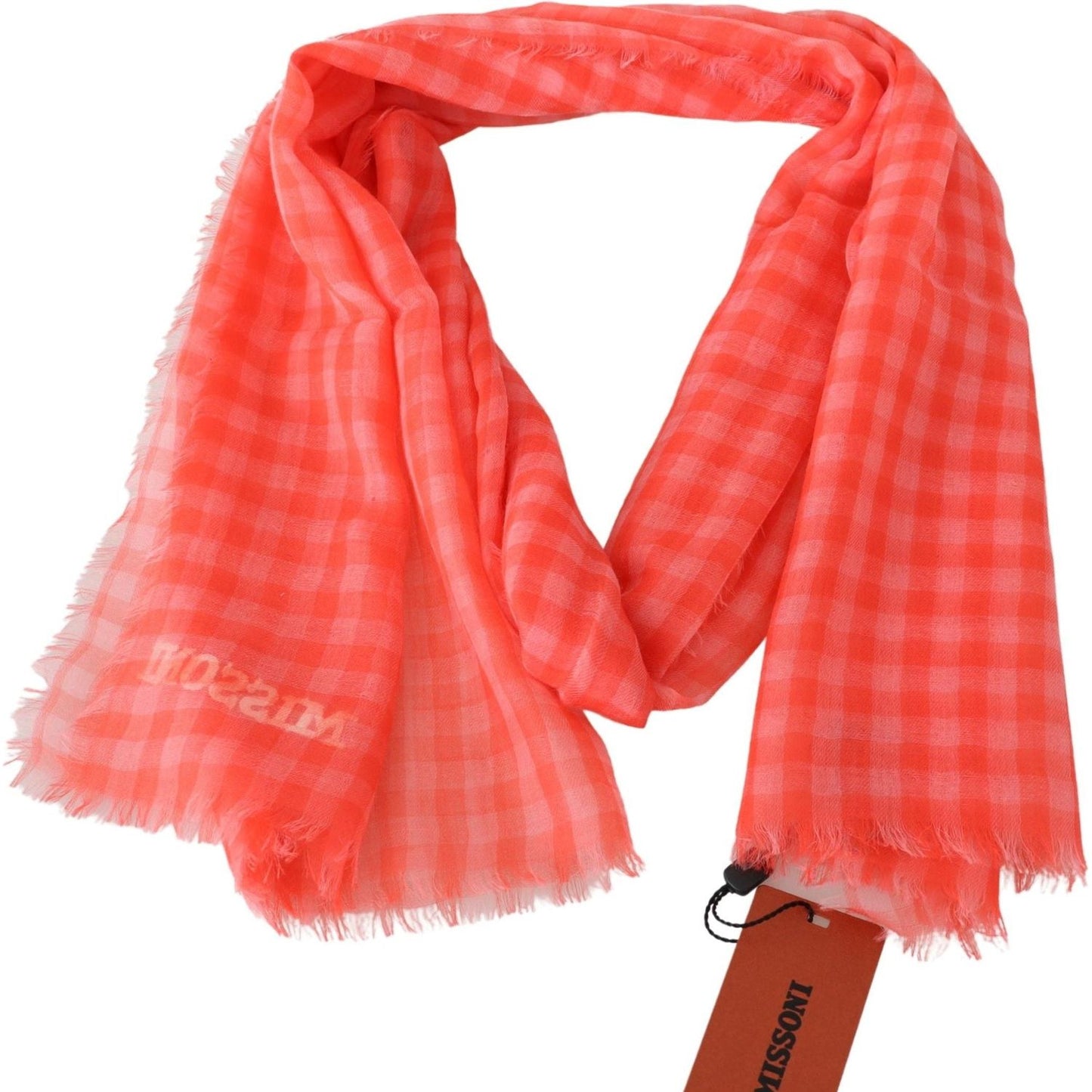 Missoni Luxurious Cashmere Checkered Scarf Missoni Tomato