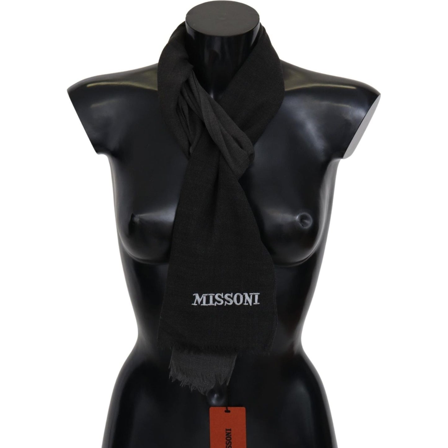 Missoni Elegant Black Wool Scarf with Fringes Missoni Black