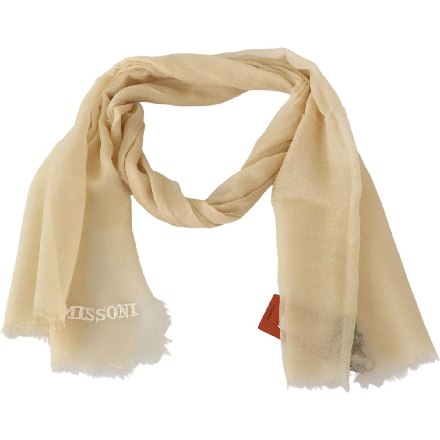 Missoni Elegant Cashmere Scarf in Beige Missoni Tan