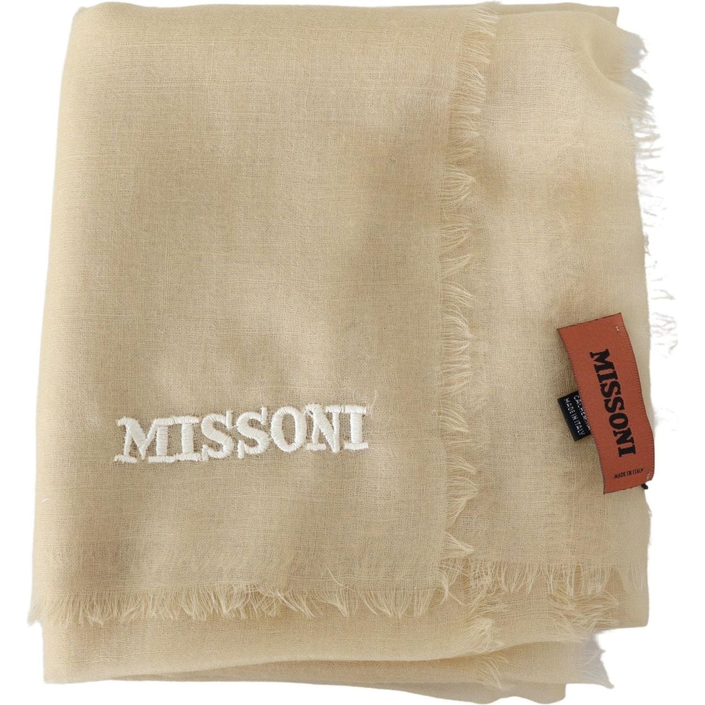 Missoni Elegant Cashmere Scarf in Beige Missoni Tan