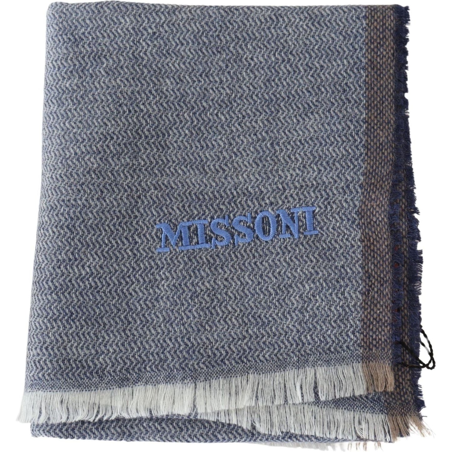 Missoni Elegant Gray Wool Scarf with Stripes and Fringes Missoni Dim Gray