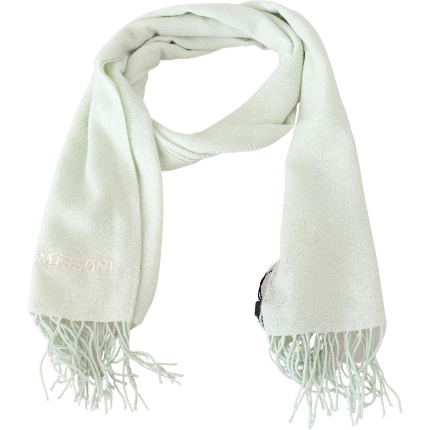 Missoni Elegant White Cashmere Scarf Missoni Light Gray