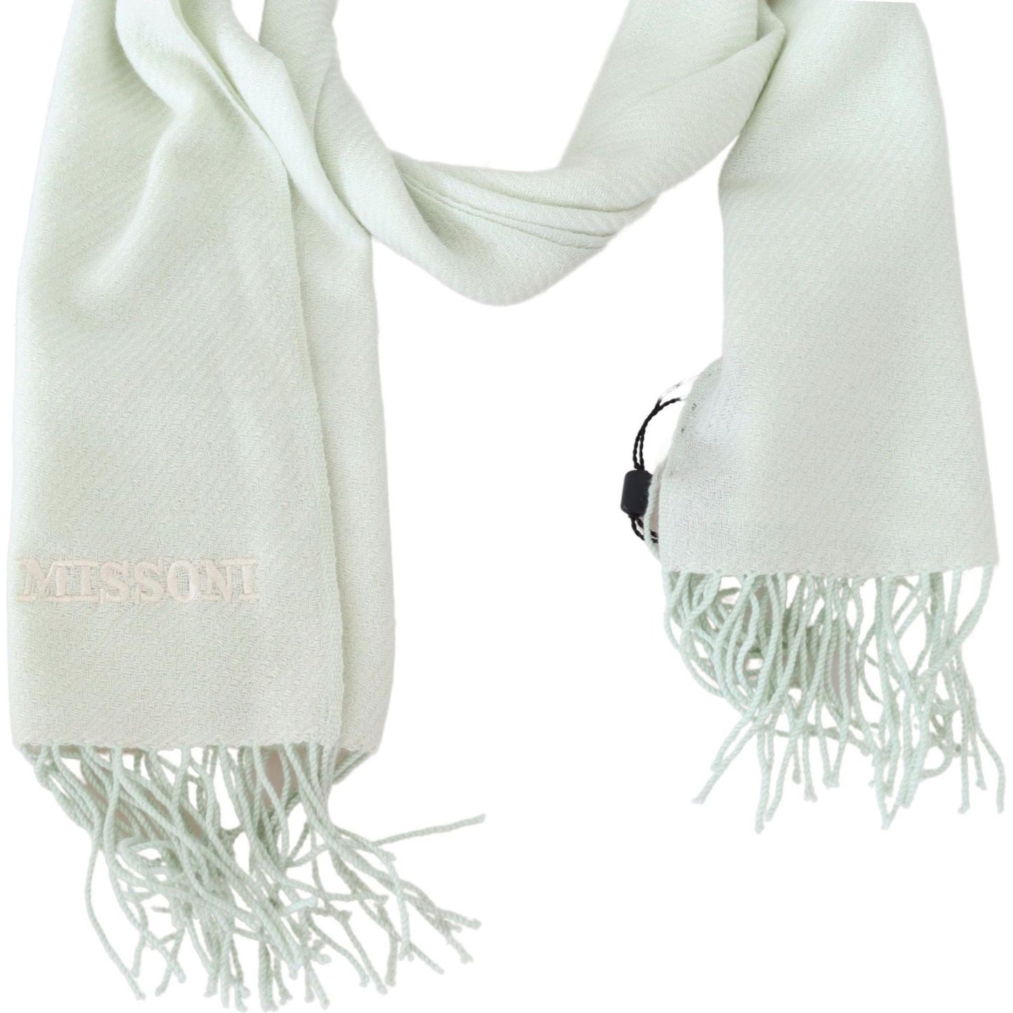 Missoni Elegant White Cashmere Scarf Missoni Light Gray