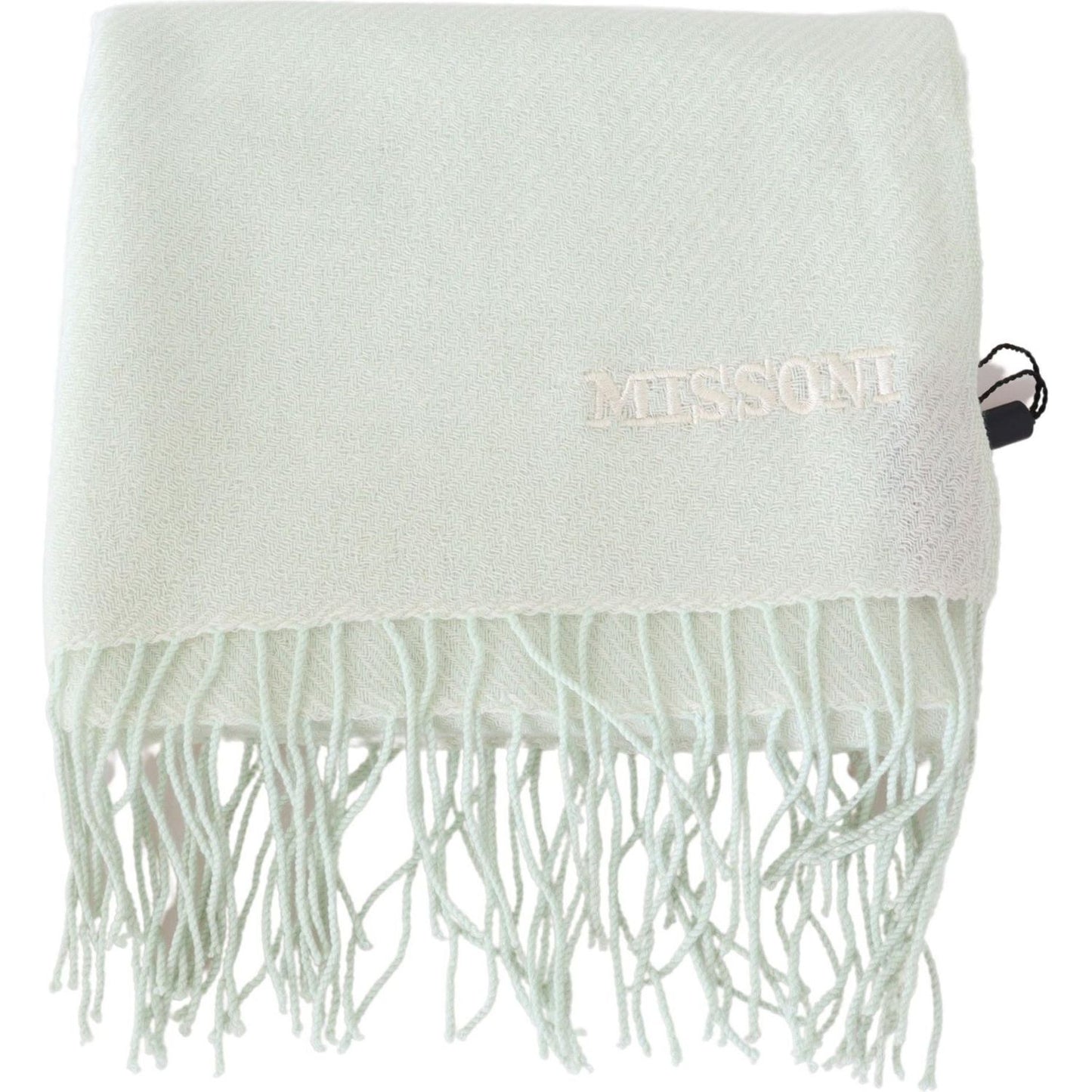 Missoni Elegant White Cashmere Scarf Missoni Light Gray
