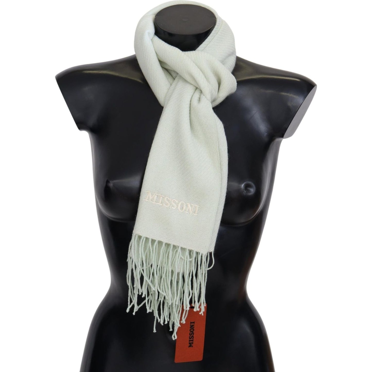 Missoni Elegant White Cashmere Scarf Missoni Gray