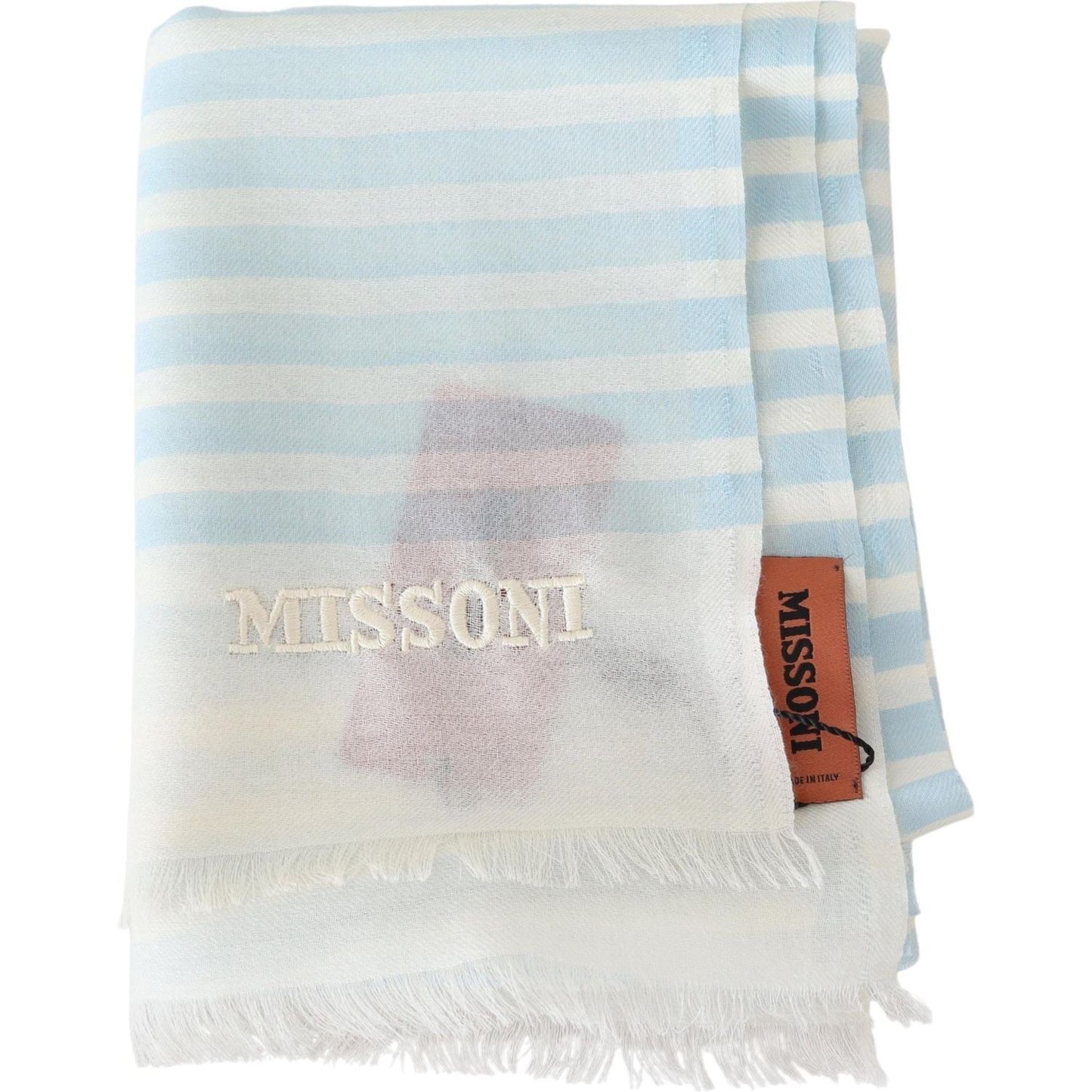 Missoni Elegant Cashmere Scarf with Linear Design Missoni Light Gray