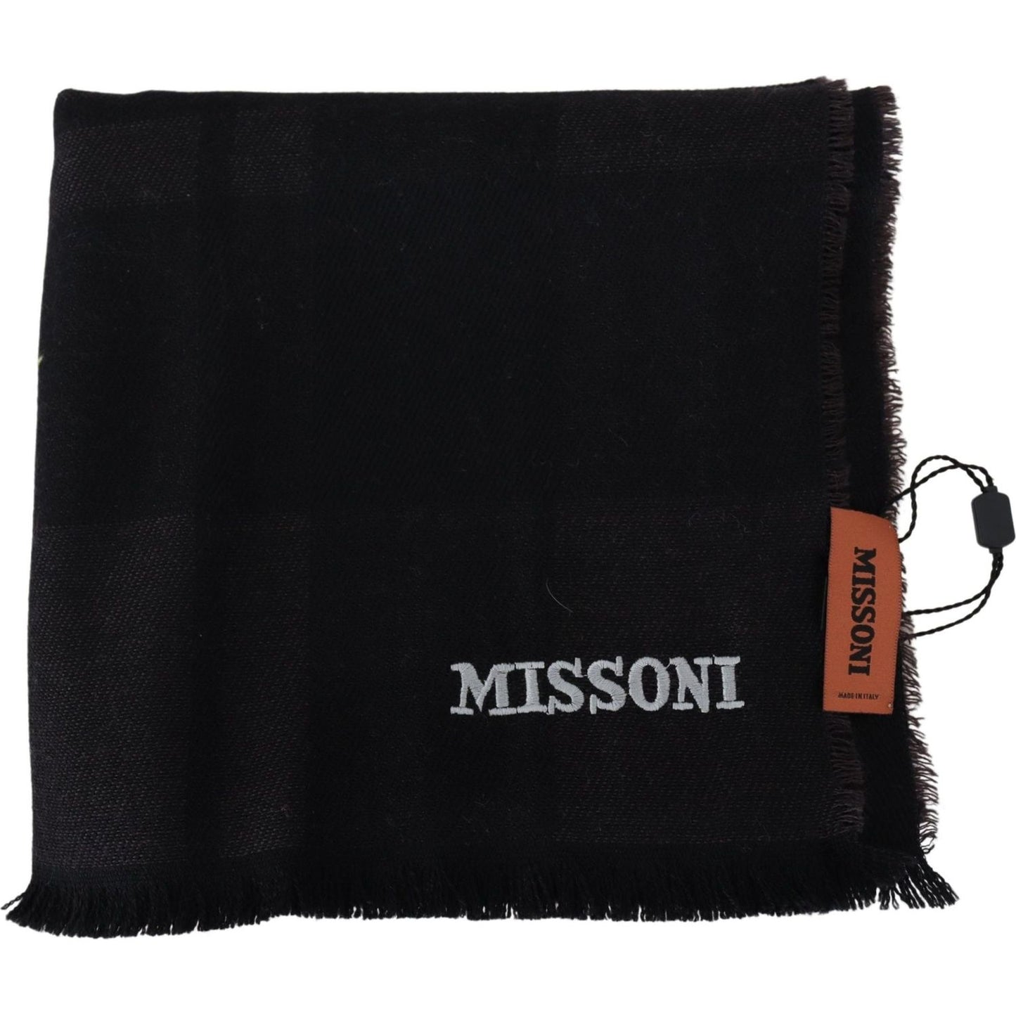 Missoni Elegant Black Wool Scarf with Logo Embroidery Missoni Black