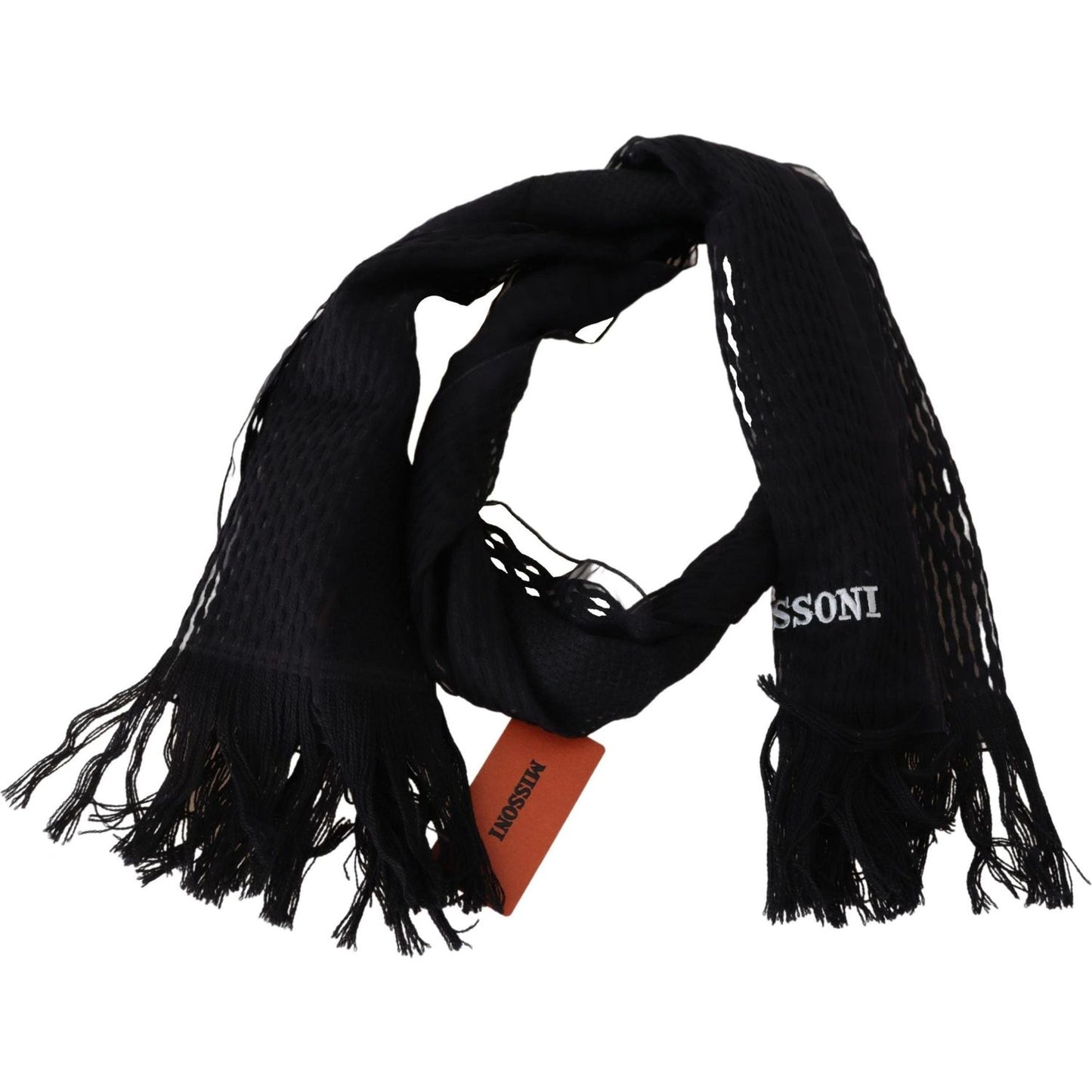 Missoni Elegant Wool Silk Unisex Black Scarf Missoni Black