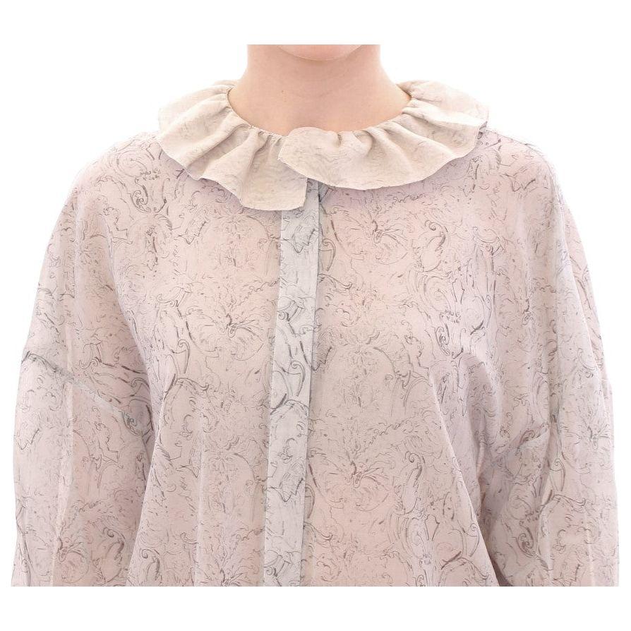 Vika Gazinskaya Elegant Blue Cotton Tunic Blouse Vika Gazinskaya Light Gray