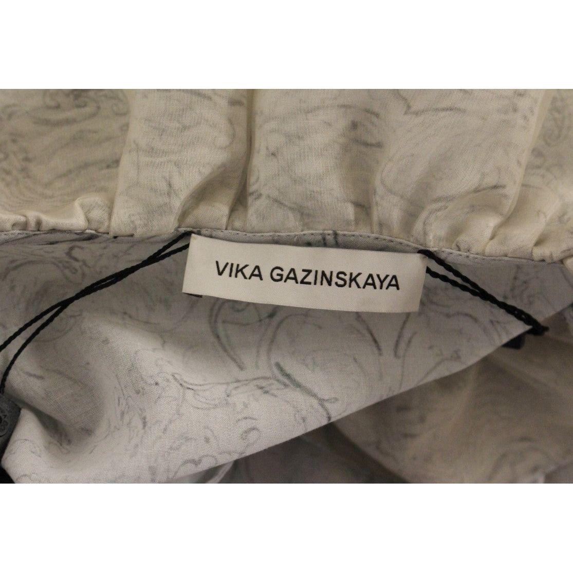 Vika Gazinskaya Elegant Blue Cotton Tunic Blouse Vika Gazinskaya Dim Gray