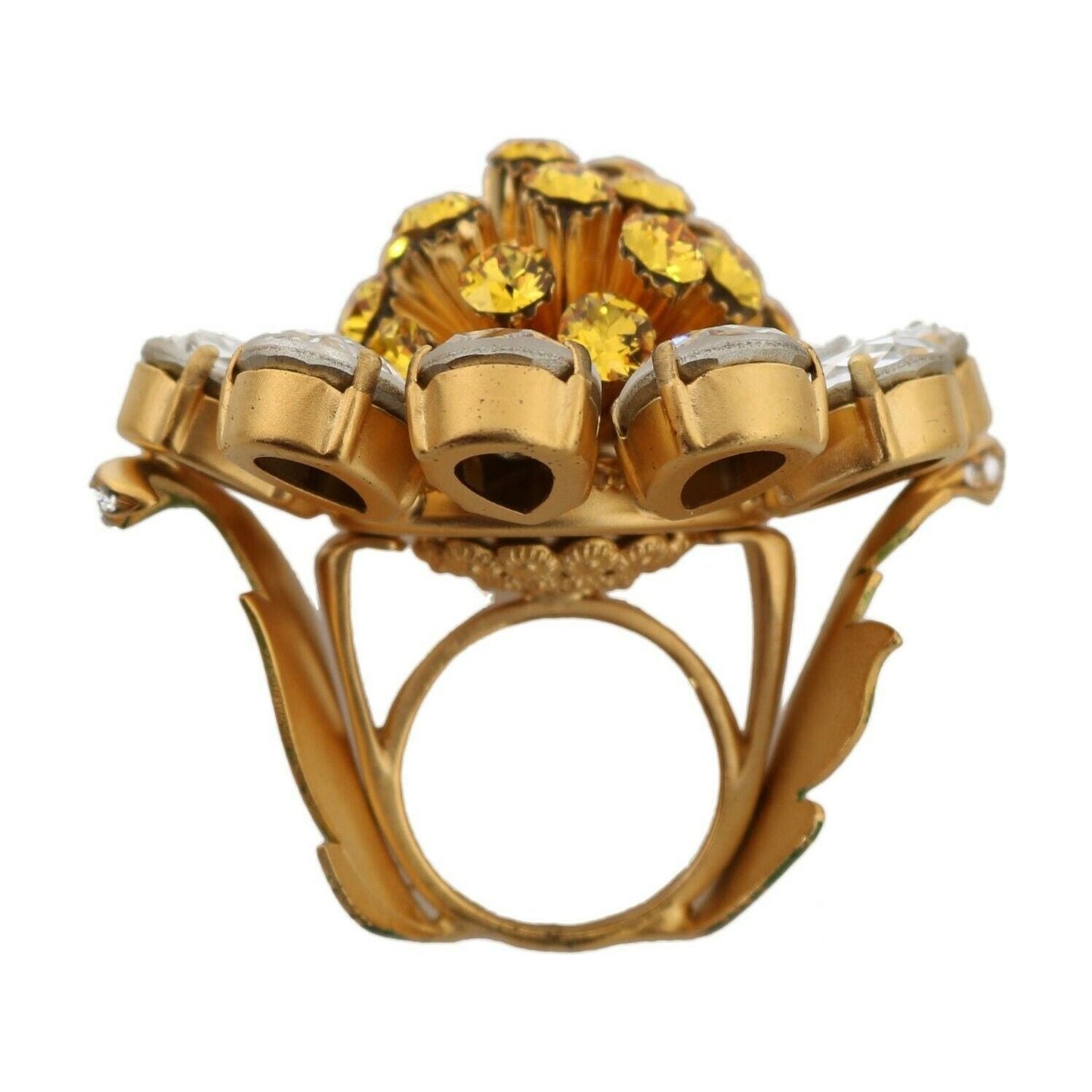Dolce & Gabbana Crystal Flower Statement Ring Size US 7.5 Dolce & Gabbana Sienna