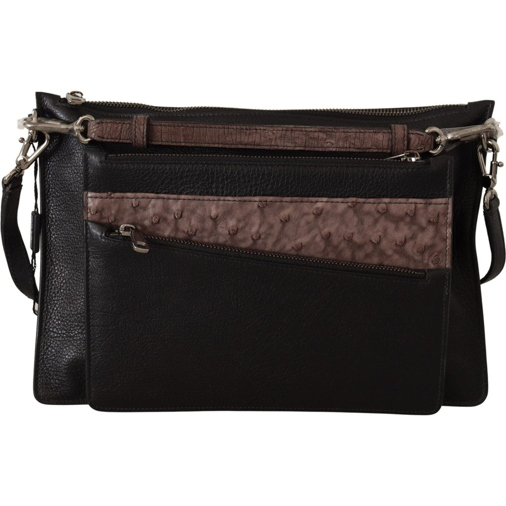 Dolce & Gabbana Elegant Black Leather Sling Shoulder Bag Dolce & Gabbana Black