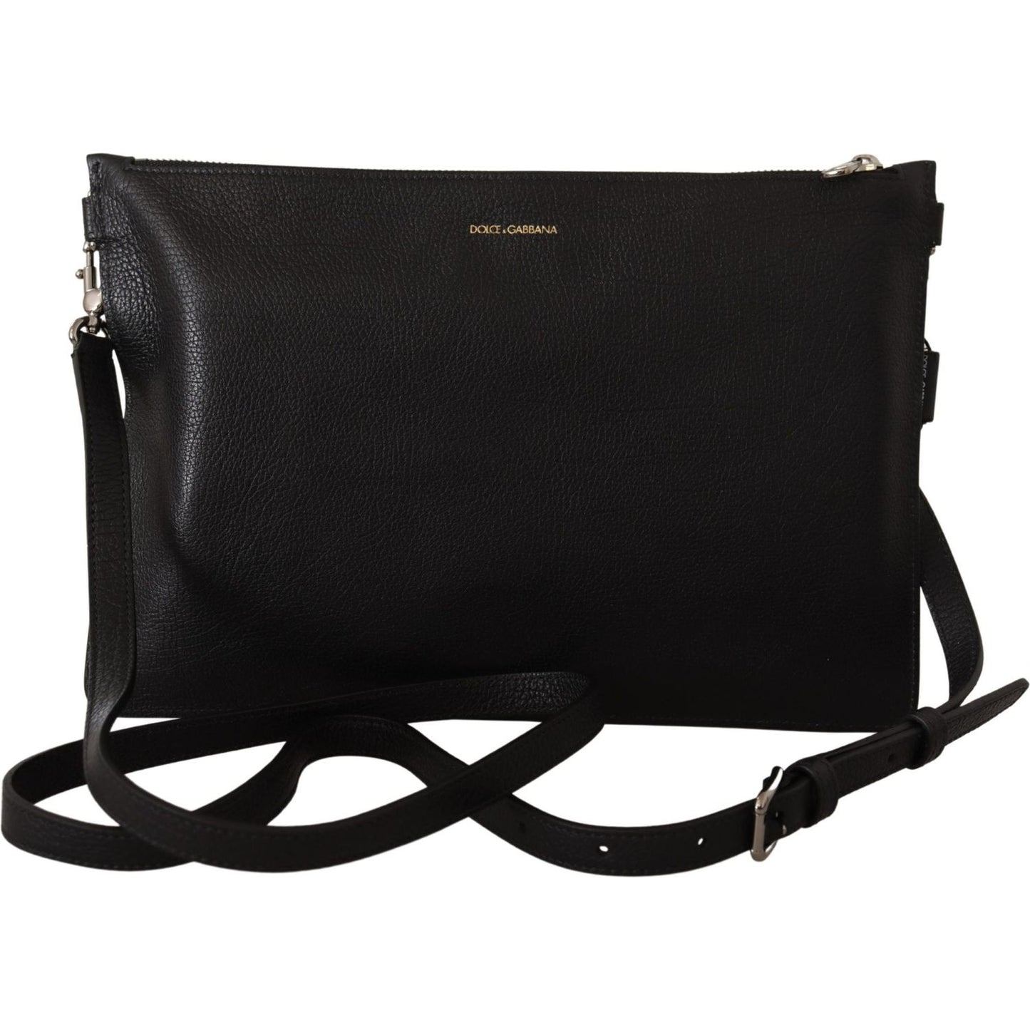 Dolce & Gabbana Elegant Black Leather Sling Shoulder Bag Dolce & Gabbana Black