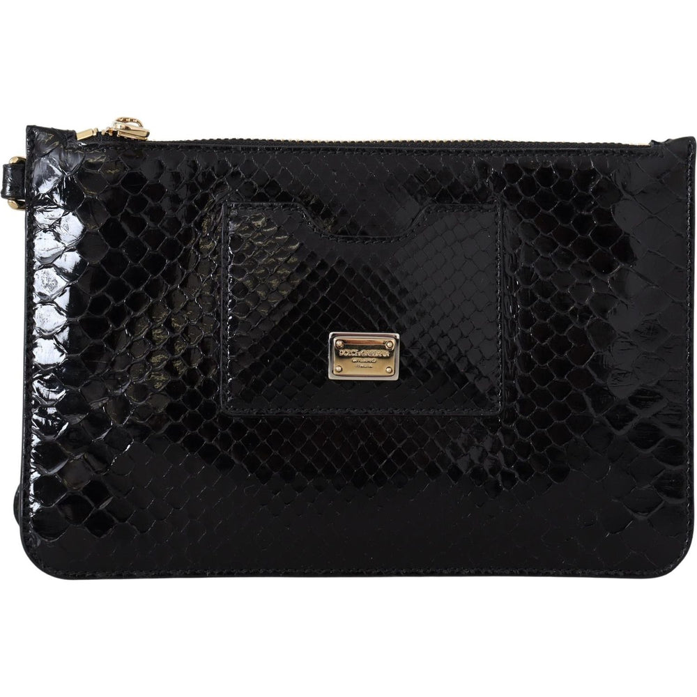 Dolce & Gabbana Black Leather Coin Purse Wristlet Mirror Agnese Wallet vas12501