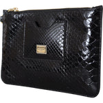 Dolce & Gabbana Black Leather Coin Purse Wristlet Mirror Agnese Wallet vas12501