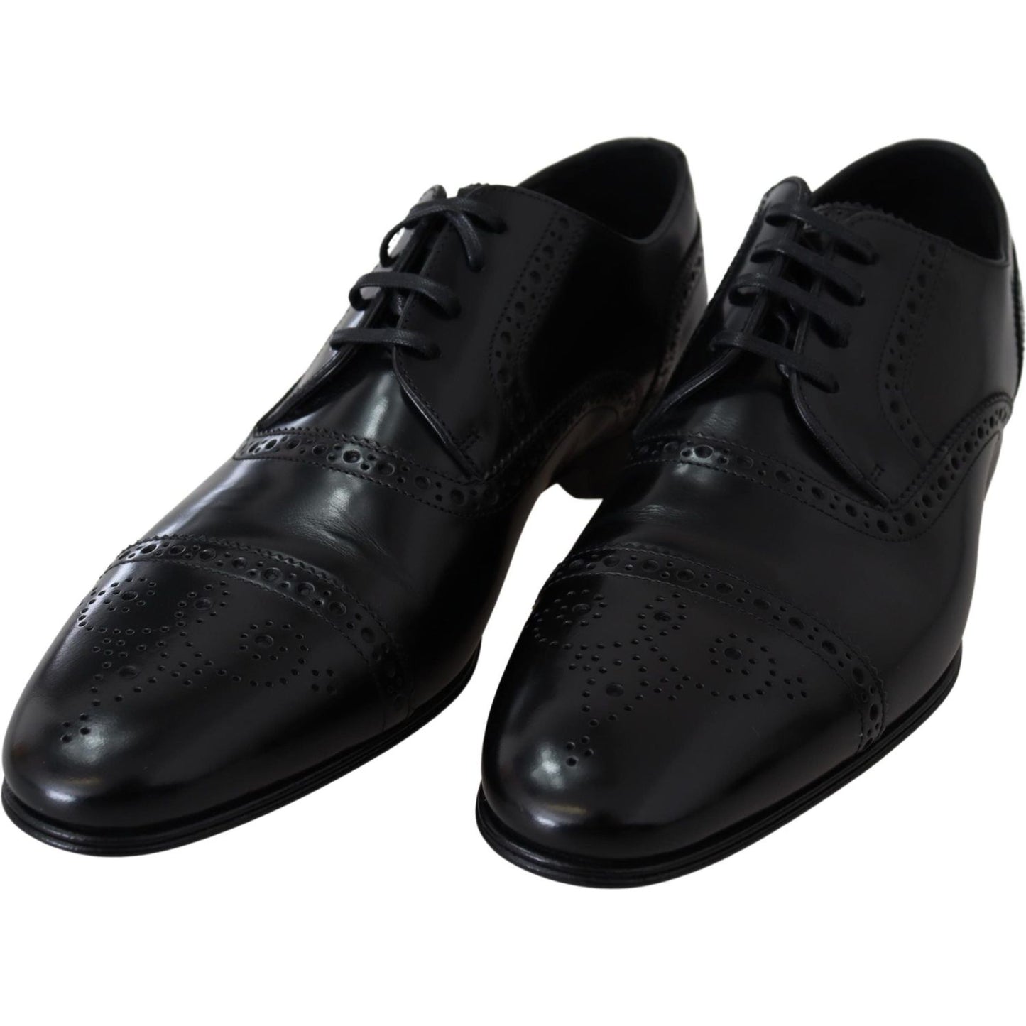 Dolce & Gabbana Elegant Black Leather Formal Derby Shoes Dolce & Gabbana Black