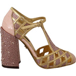 Dolce & Gabbana Dolce & Gabbana Silk-Infused Leather Crystal Pumps in Pink Gold LA9011-35 1728,67345645728,79% leather,Dolce & Gabbana,EU35/US4.5,EU36/US5.5,EU37/US6.5,Gold,Material: 21% Silk,New with tags,Sandals - Women - Shoes,Shoes,Women,Women - Shoes