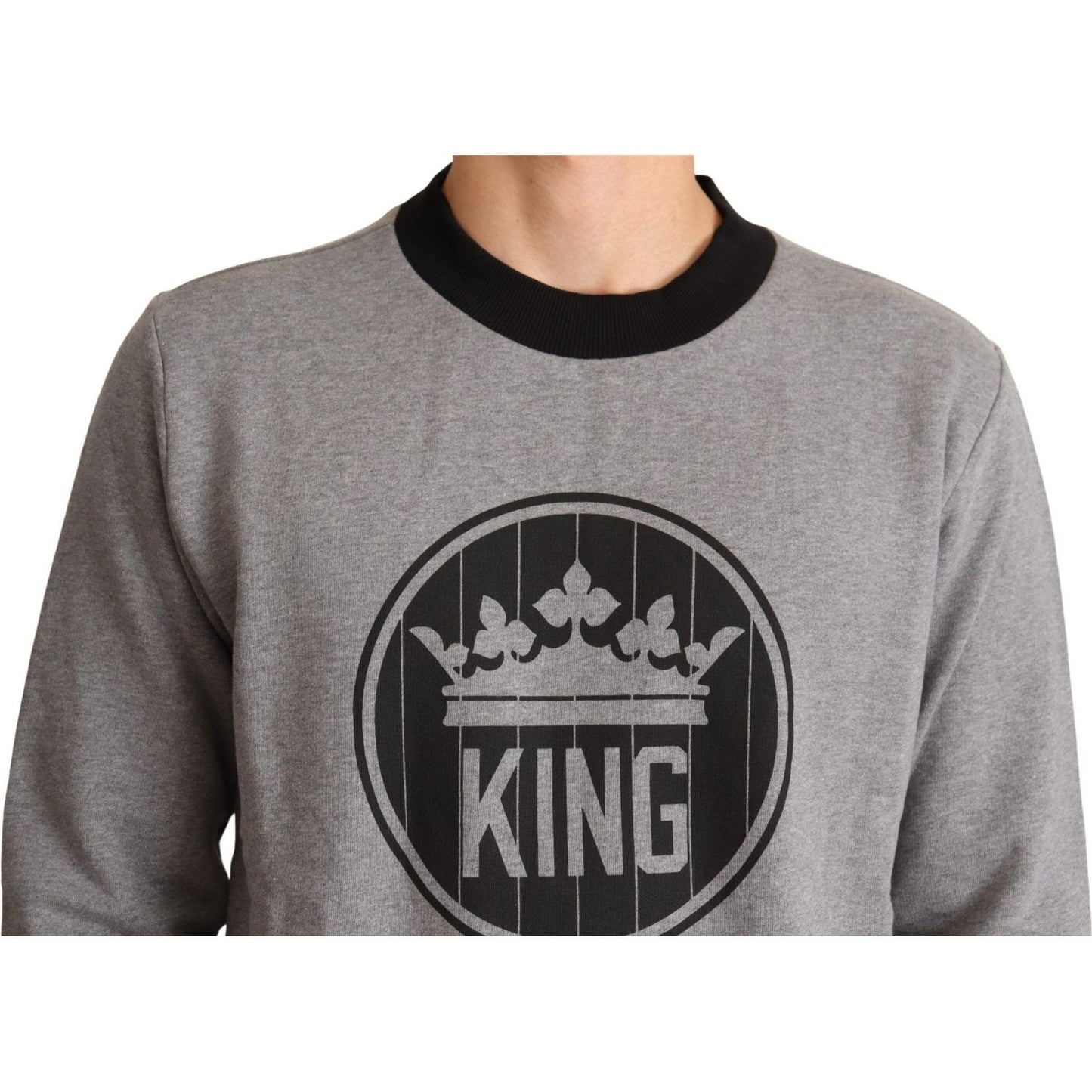 Dolce & Gabbana Elegant Gray Crown Motif Crewneck Sweater Dolce & Gabbana Light Slate Gray