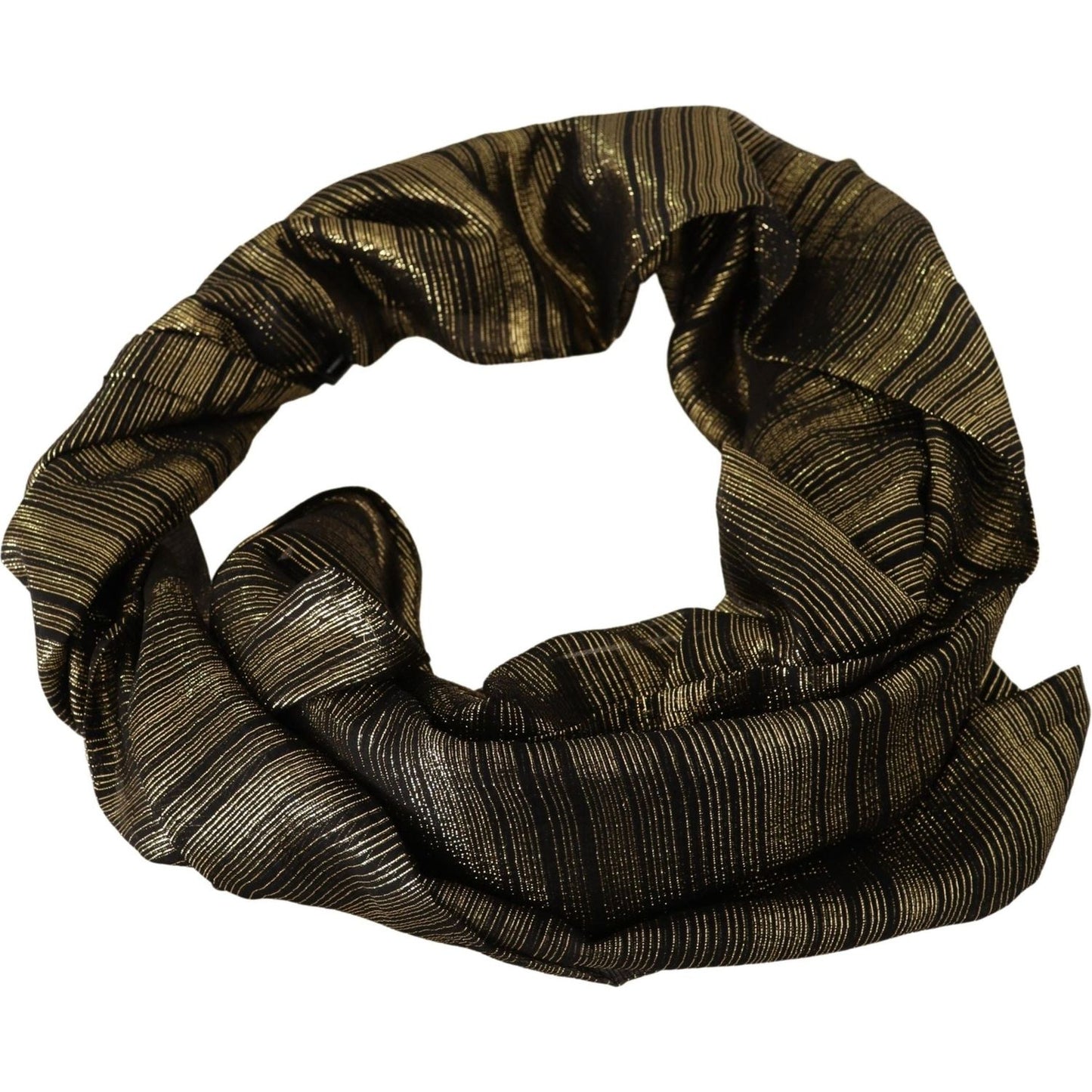 Dolce & Gabbana Elegant Gold Silk Blend Scarf Dolce & Gabbana Black