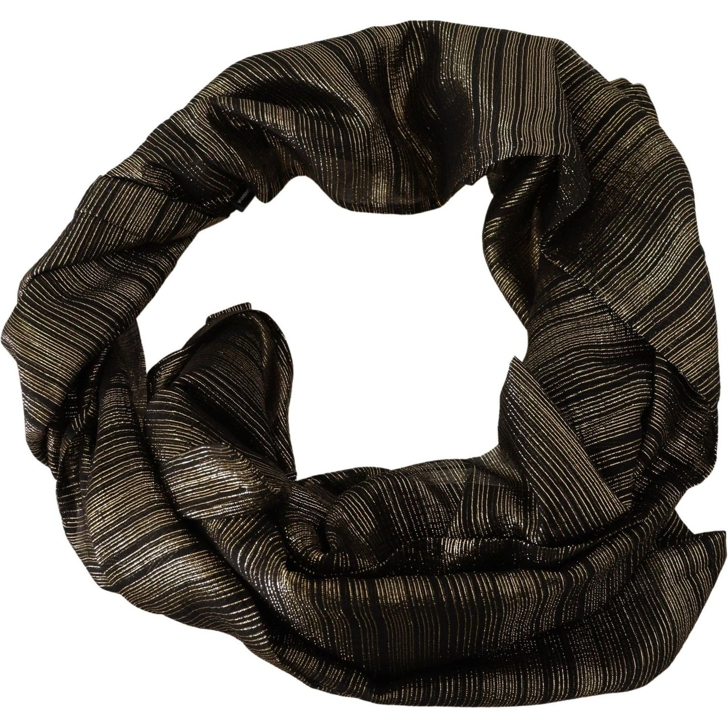 Dolce & Gabbana Elegant Gold Silk Blend Scarf Dolce & Gabbana Black