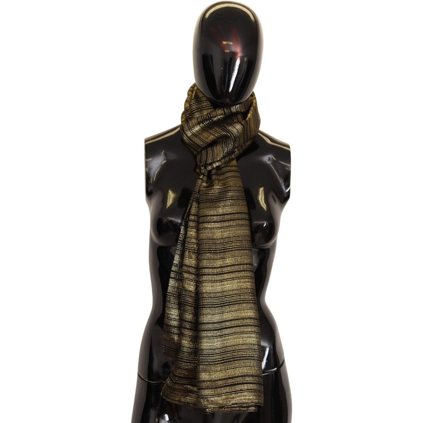 Dolce & Gabbana Elegant Gold Silk Blend Scarf Dolce & Gabbana Black