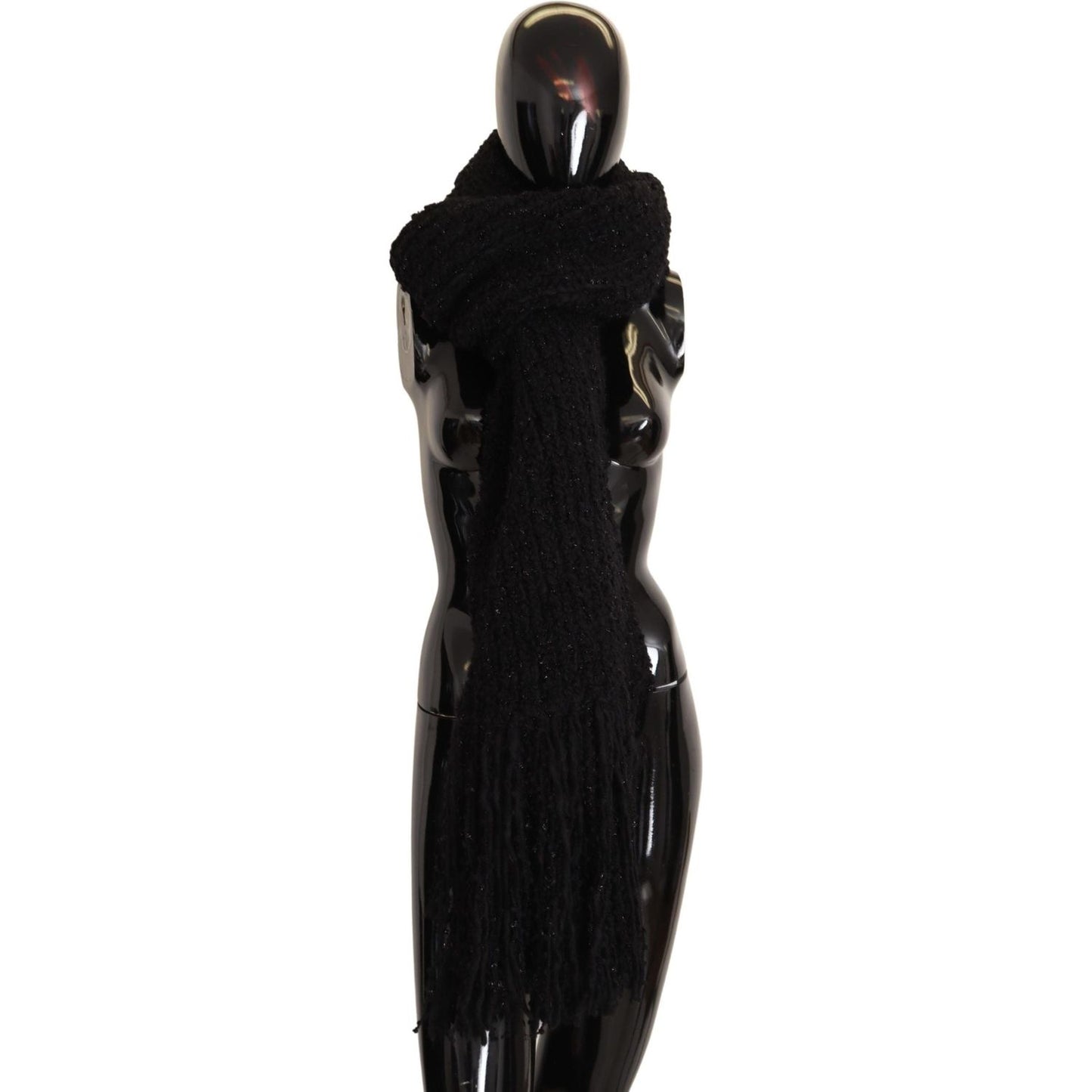 Dolce & Gabbana Elegant Black Wool-Blend Designer Scarf Dolce & Gabbana Black