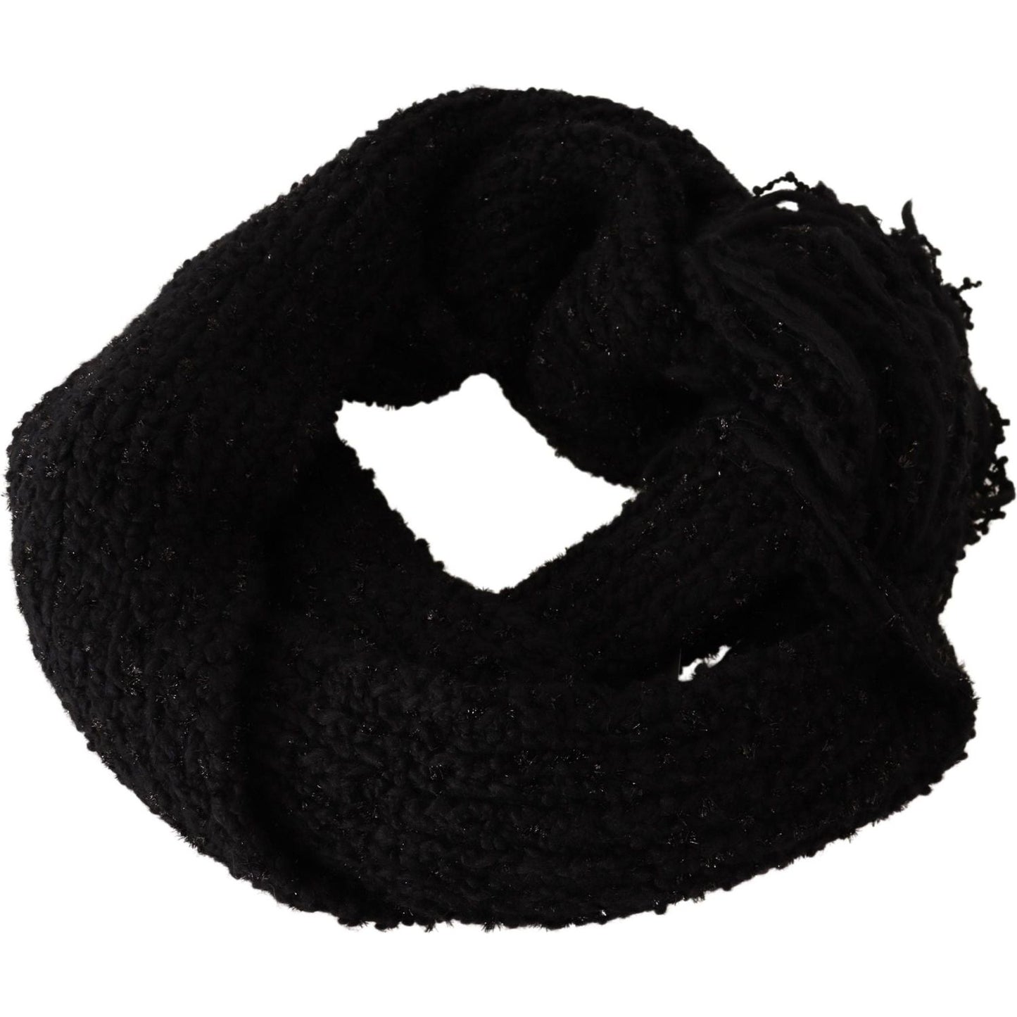 Dolce & Gabbana Elegant Black Wool-Blend Designer Scarf Dolce & Gabbana Black