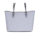 Michael Kors Jet Set Girls Print Medium Signature PVC Carryall Shoulder Tote Handbag (Bright White Multi) WOMAN TOTES Michael Kors Gray