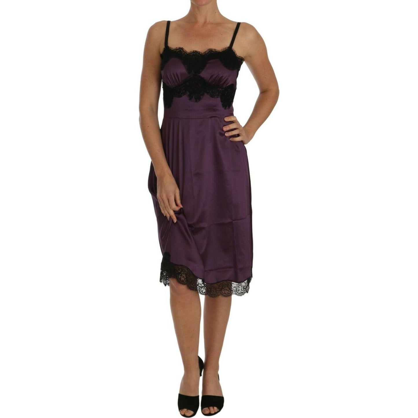 Dolce & Gabbana Elegant Purple Silk Lace Chemise Dress Dolce & Gabbana Dark Slate Gray