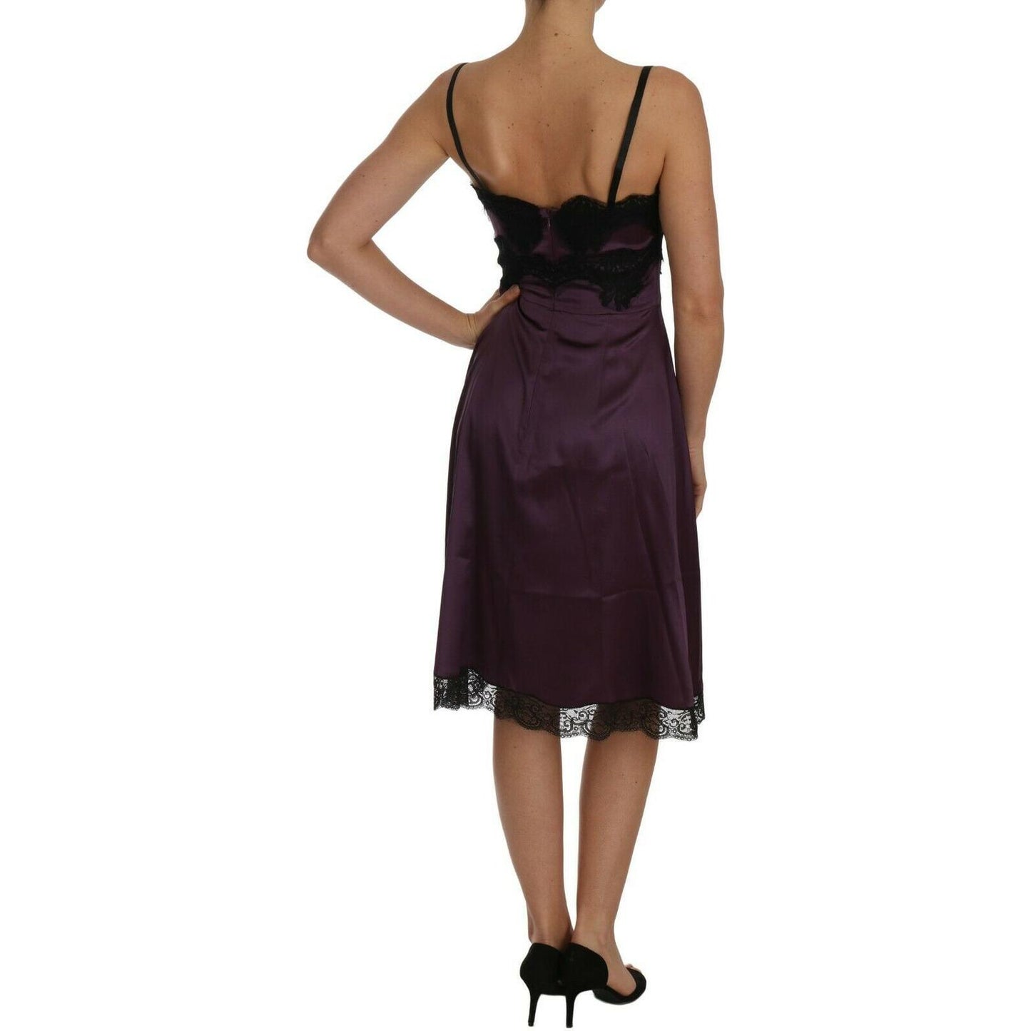 Dolce & Gabbana Elegant Purple Silk Lace Chemise Dress Dolce & Gabbana Rosy Brown