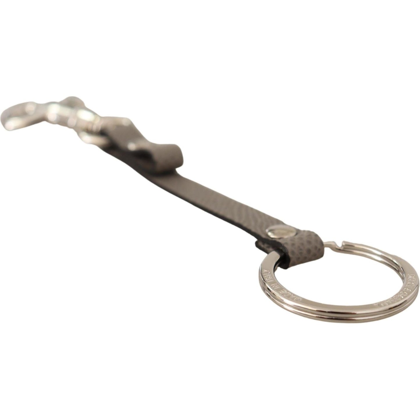 Dolce & Gabbana Elegant Gray Leather Keyring with Silver Accents Dolce & Gabbana Rosy Brown