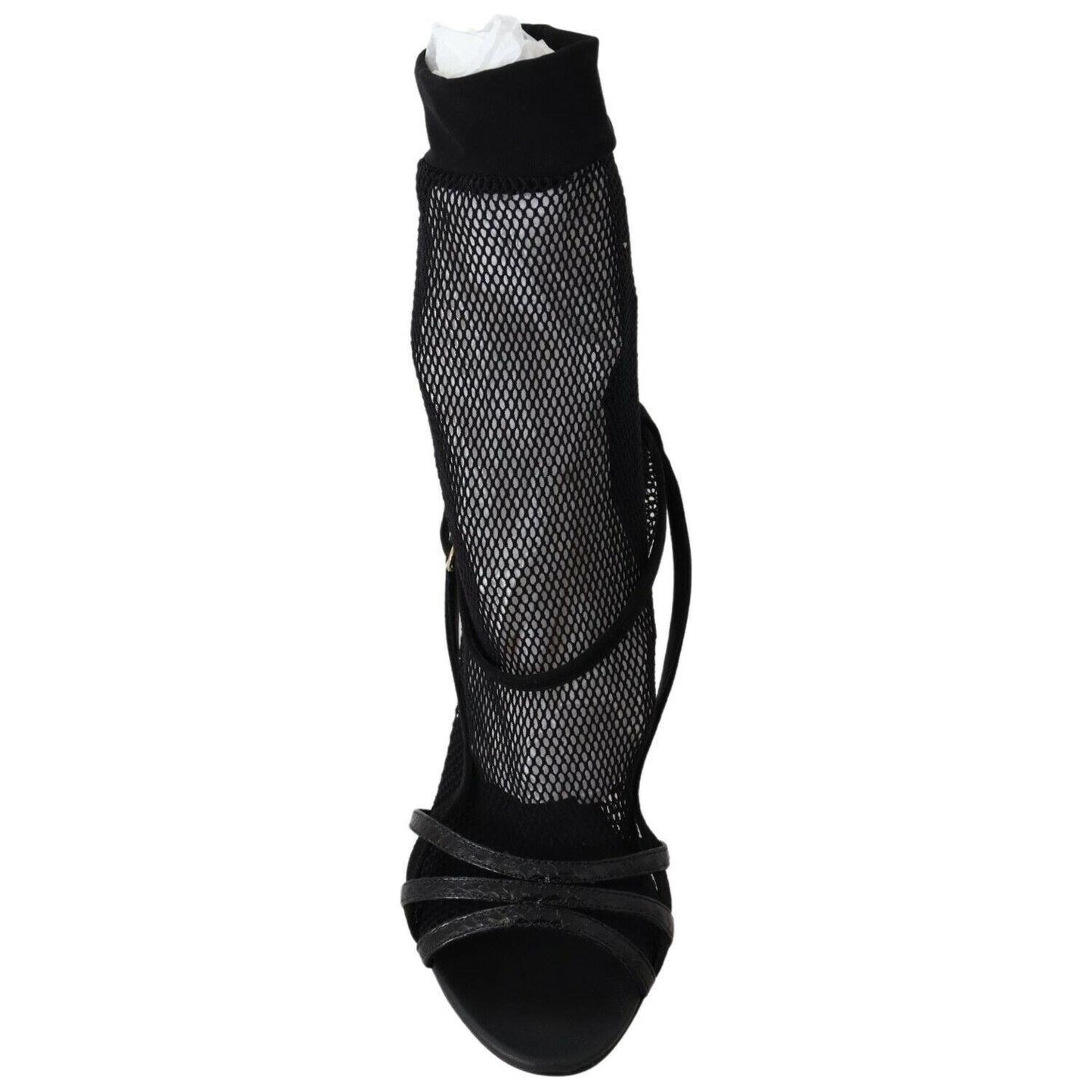 Dolce & Gabbana Chic Black Mesh Stiletto Sandals WOMAN SANDALS Dolce & Gabbana Black