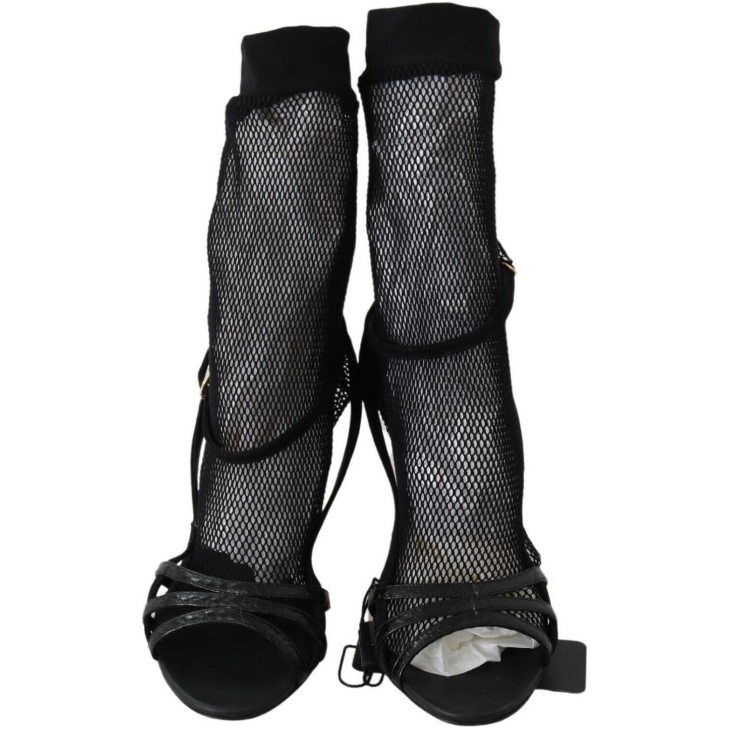 Dolce & Gabbana Chic Black Mesh Stiletto Sandals WOMAN SANDALS Dolce & Gabbana Black