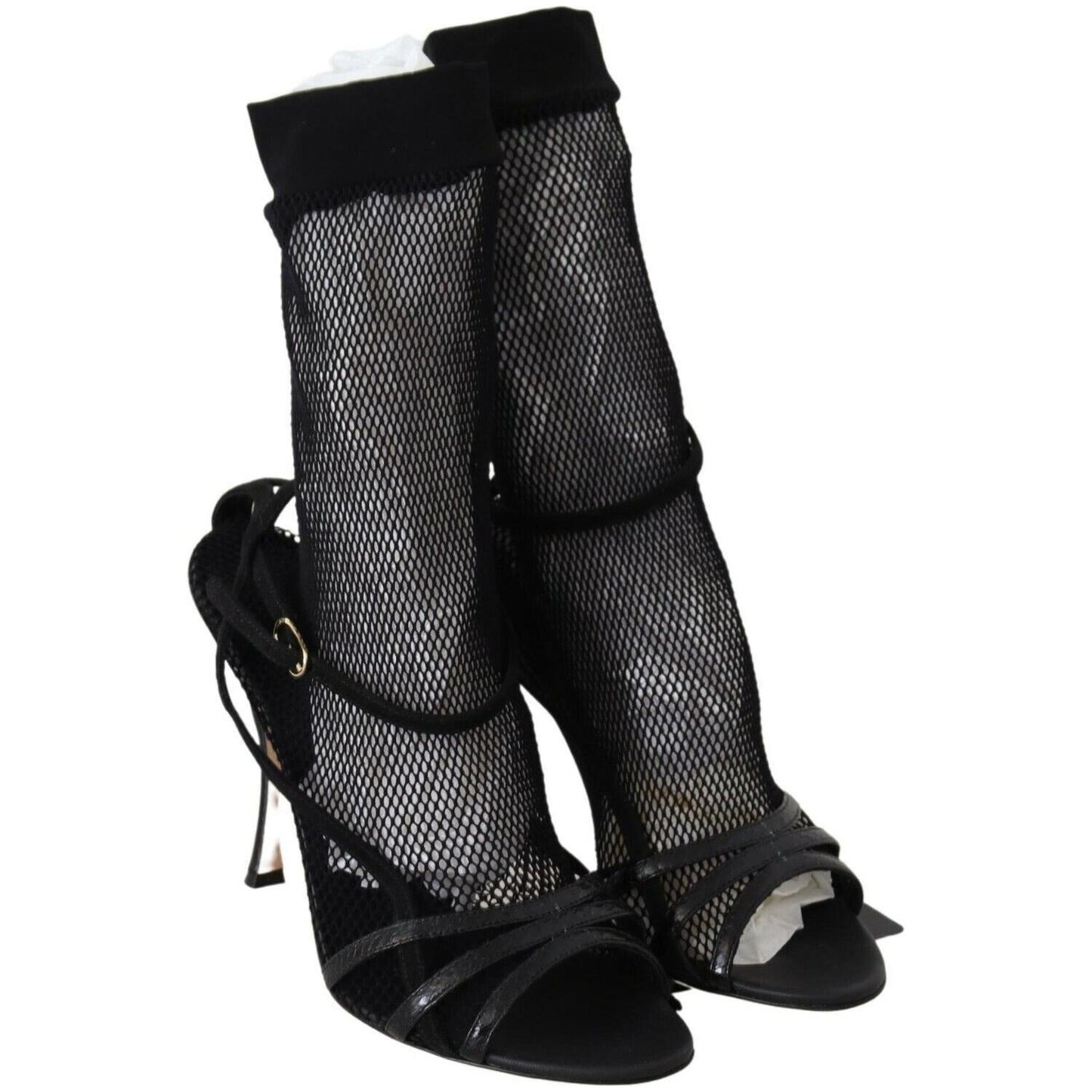 Dolce & Gabbana Chic Black Mesh Stiletto Sandals WOMAN SANDALS Dolce & Gabbana Black
