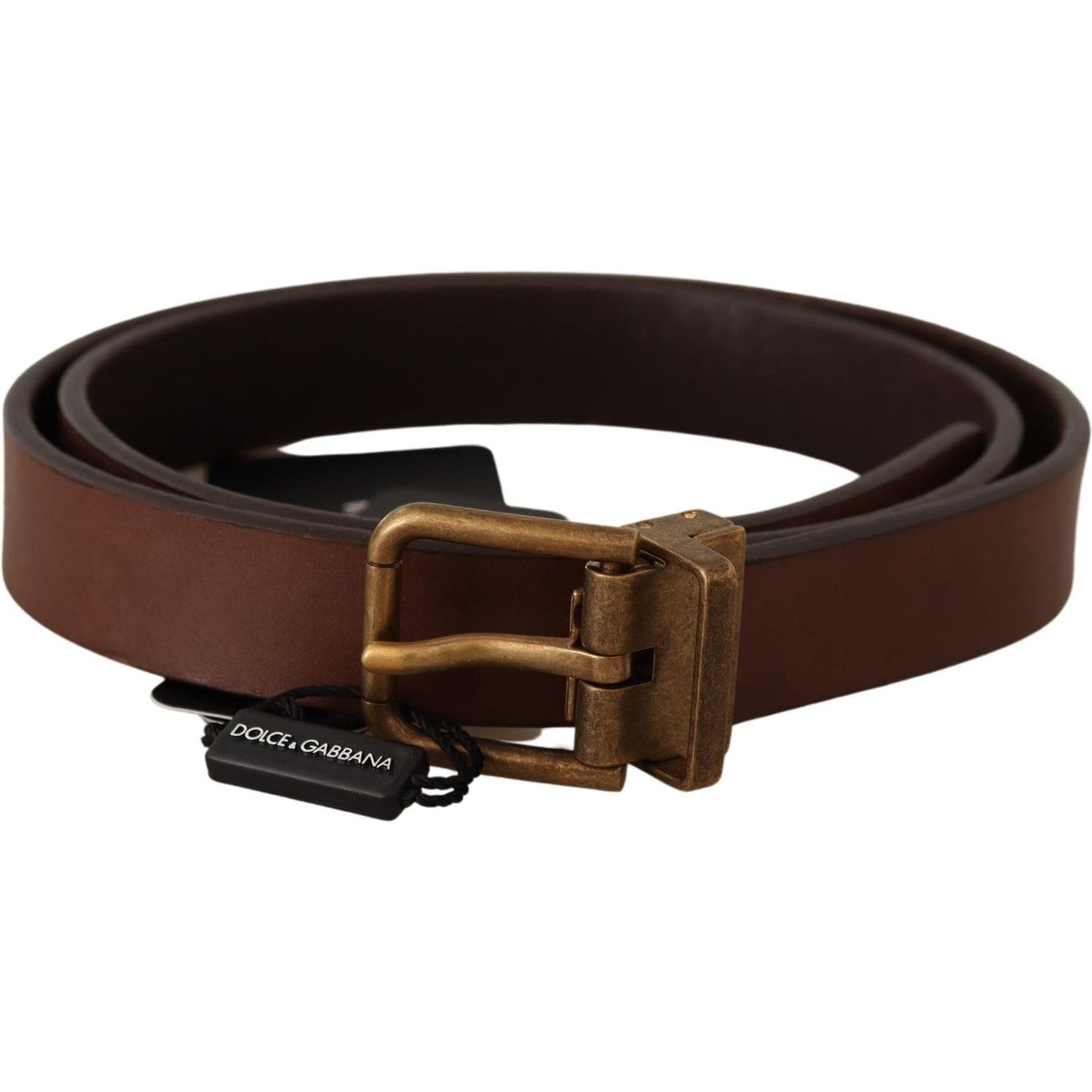 Dolce & Gabbana Elegant Brown Leather Belt with Gold Buckle Dolce & Gabbana Black