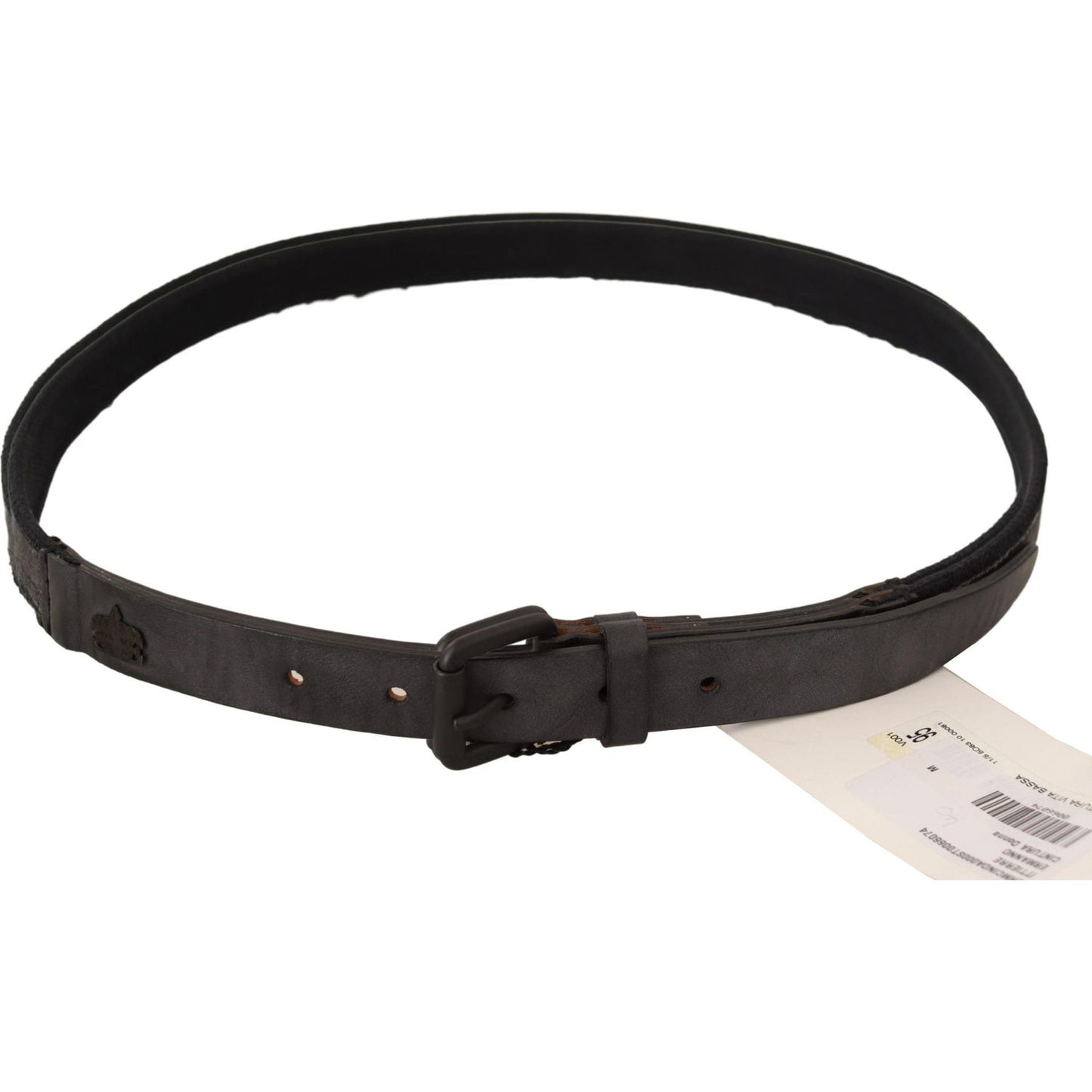Ermanno Scervino Classic Black Leather Belt with Buckle Fastening Ermanno Scervino Light Gray